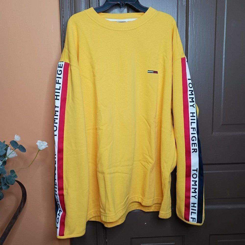Vintage Tommy Hilfiger Jeans Made in USA Men's L Yellow Crew Sweatshirt